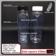 Kale square plastic bottle 250ml 27gr thick / Kale square bottle 27gr hard