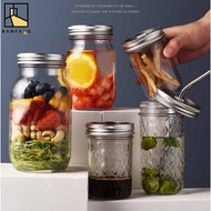 【Spot goods】∏❍BANFANG Mason Jar with 2 Lids glass bottle comes a straw Ideal for Storing