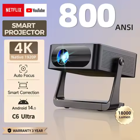 Fintex C6 Ultra Projector 4K FullHD 18000Lumen 1080P HDR10 Proyector 800 ANSI AndroidTV14.0 ASA3.0 A