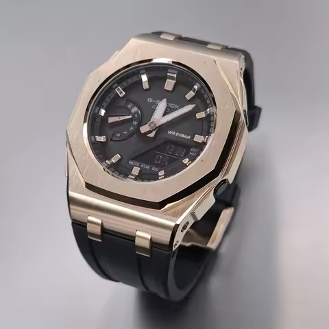 Hontao GMA-S2100 Casioak Offshore Stainless Steel Case Watch Bezel Viton Strap Advanced Modification