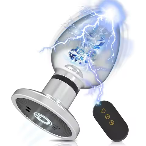 1set, Man and Woman Metal Electric Shock Anal Plug, Vibrating anal plug, butt plug, G-spot masturbat