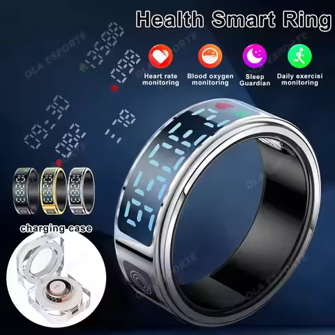 2025 New SR08 Smart Ring Men Women LED Display Screen Heart Rate Blood Oxygen Monitoring 5ATM Waterp