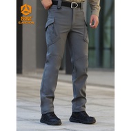 Anken Winter IX9 Fleece-Fleece Tactical Trousers Stretchy Straight Training Pants Men's Scratch-Resi