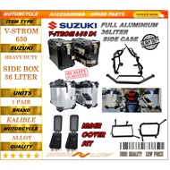 SUZUKI V-STROM 650 DL XL 12-21 FULL ALUMINIUM SIDE BOX WATER PROOF 36LITER WITH BRACKET