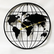 Wholesale Creative Entryway clock Wall Clock World Cross-Border Round Iron Art Map Clock 2OCN