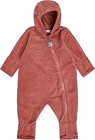 Unisex baby jumpsuit made of microfleece, with zip and hand and foot warmers, Mottled red, 74