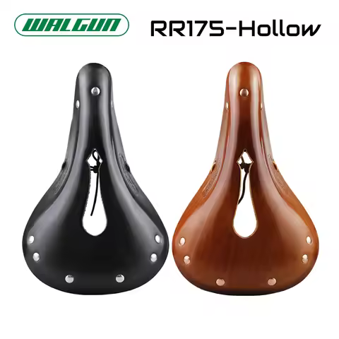WALGUN Lconic Cut-Out Leather Bike Saddle Retro Vintage Cowhide Old Style Hollow Bicycle Saddle for 