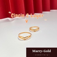 Ready Stock  Emas 375 Cincin Double 2 Layer V Padu Original Tulin Tulen Gold Ring  Share Budget Baje