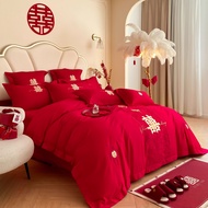 ZHIDING | Red Weddng Bedding Bedsheet Set 4-piece