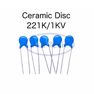 221 1KV Ceramic Disc Capacitor 221pF 1000v 0.22nf/1KVdc 0.22nf 1000v Leg 5.0mm