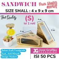 isi 50 pcs Kemasan  Fruit Sando/ Box Sandwich / Kraft Sandwich / Size S MUAT 1 dan 2 Roti