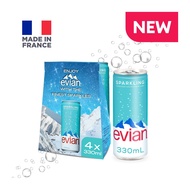Evian Sparkling Carbonated Natural Mineral Water Can 4 x 330ML Pack