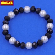 White bracelet with 8 cups of faceted black crystal CTNTTRFLEGH8