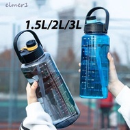 ELMER1 Sports Water Cup With Straw, With Straw Large Capacity Fitness Drinking Cups, Travel Bottle 1.5L/2L/3L Precise Scale Leak-proof Straw Sports Water Bottle Home