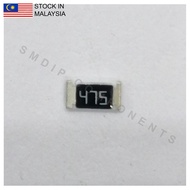 10PCS Taiwan-Grade 4.7M ±5%, 1206 SMD Resistor (475)
