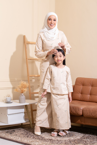 Kurung Cotton Sulam Blossom Nude