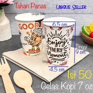 [Contents 50] Paper Cup White Coffee Paper Cup with 7 oz Pattern (Hot) 7oz Heat Resistant Paper Coff