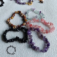 Genuine natural stone bead bracelet with elastic string