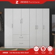 ZESSO ARISE 7X6FT WARDROBE WITH SHELF / almari baju /kabinet baju / almari baju budak /wardrobe clot