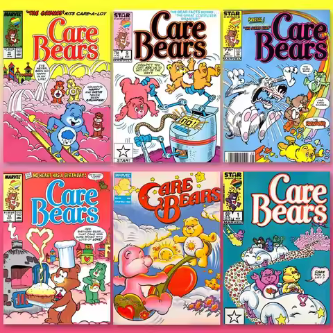 CARE Bear Frameless Canvas Painting - American Retro Cartoon Cute CareBear Poster Peripheral Bedroom
