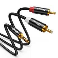 BGGCHEECA JY-U 3.5mm to RCA AUX Cable, 3.5 mm 1/8 to RCA 2-Male Headphone Jack Adapter Splitter Prem