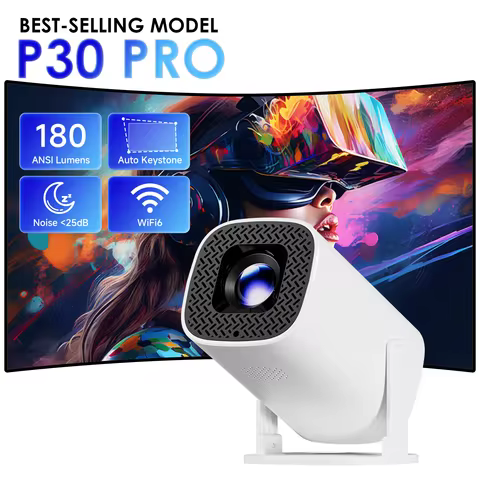 P30PRO Android 14 Smart Mini Projector WiFi6 BT 5.0 Supports 4K 1280 * 720P Video Smart Home Theater