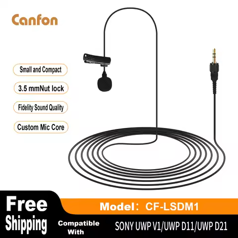Canfon Omnidirectional Condenser Mini Lavalier Mic Compatible with SONY UTX-B1/B2/B03/B40, UWP V1/D1