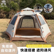 W-8&amp; Quickly Open Camping Tent Waterproof Hexagonal Automatic Tent Outdoor Camping Single-Layer Tent Mountaineering Oxfo