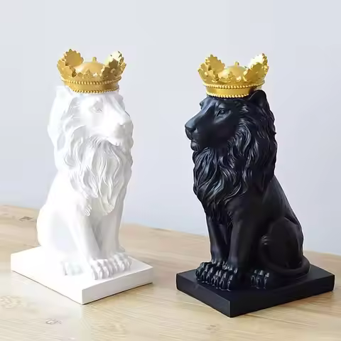European Simple Lion Figurines Resin Decoration Items Home Livingroom Sculpture Ornaments Crafts Sto