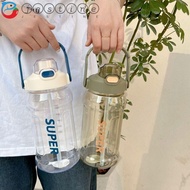 JESTINE Sports Kettle with Straw, With Straw 1.3L 1.5L 2L Water Cup with Straw, Gym Equipment Graduated Large Capacity Portable Fitness Water Bottle Running