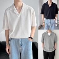 Huilishi Korean Oversized Polo Shirt for Men 3 Colors Size M to 2XL