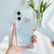 ARIZINO เคส OPPO Reno8 T Reno 8 T 5G Reno 8Z 5G 7Z 5G Reno6 Z 5G Reno8 5G Reno5 5G Reno7 5G Reno6 5G Reno4 4G Reno 2F Reno reno8 2Z 4G โบว์เคสโทรศัพท์ซิลิโคนลายหัวใจแห่งรักเงางามหรูหรา