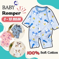 CantikBaby Romper Lengan Panjang Bayi 0-18 Bulan 100% Kapas Lembut Bernafas Sesuai Cuaca Panas untuk