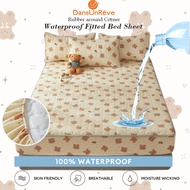 DANSUNREVE Waterproof Fitted Sheet Quilted Bear & Floral Design 熊仔防水床笠 Sarung Tilam Kalis Air single