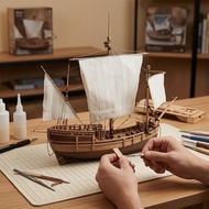 Wooden Ship Model Kit Assembly Sailing Ship Model Kit with Stand Detailed Woodcraft for Hobbyists, S