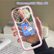 (Wave Case) For Samsung Galaxy S22 Plus S22 Ultra S22 5G Casing Cartoon Coke Cover Shockproof Silico