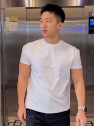 GTAL Mens Cotton T-Shirt Short Sleeve round Neck Tightened Cuff American Style Five-Quarter Sleeve F