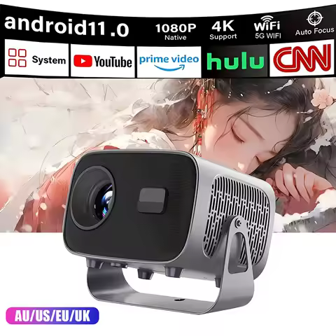 A10 Full HD 1080P 660ANSI 4K Android11 L018 Projector With Auto Keystone Correction Focus Wifi6 BT5.