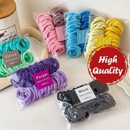 🇲🇾50pcs Colourful Hair Band High Elastic Seamless Rubber Band Black HairTie Getah Rambut Hitam Big T