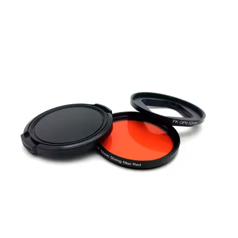 52mm Red Diving Filter + Ring Adapter + Lens Cap Kit for Gopro HERO 8 9 10 11 Black Action Sport Cam