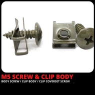 (1PCS) M5 SCREW &amp; CLIP BODY SCREW DAN CLIP COVERSET SCREW YAMAHA LC Y15 NMAX NVX LAGENDA Y125Z NOUVO EGO HONDA WAVE DASH