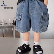 kids short pants boy kids pants boy child short pants Children's loose handsome overalls