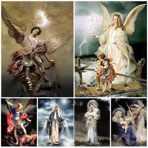 Innocence Virgin Mary Art Poster And Prints Guardian Angel Morden Wall Art Canvas Painting For Livin