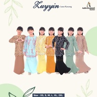 Baju Kurung Raya Lace Zuyyin Sedondon Budak - Light Khakis/Yellow/Dusty Green/Mustard Gold/Black/Baby Blue (Size XS-2XL)