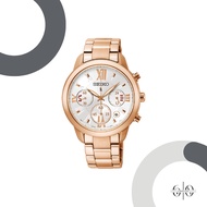 Seiko SRWZ88 Lukia Chronograph Quartz Rose Gold Tone Stainless Steel Women Watch SRWZ88P1