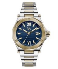 Guess Collection-Swiss Mvt  PB Silver  Light Yellow Gold PVD case  bclt-Men-Watches-Blue