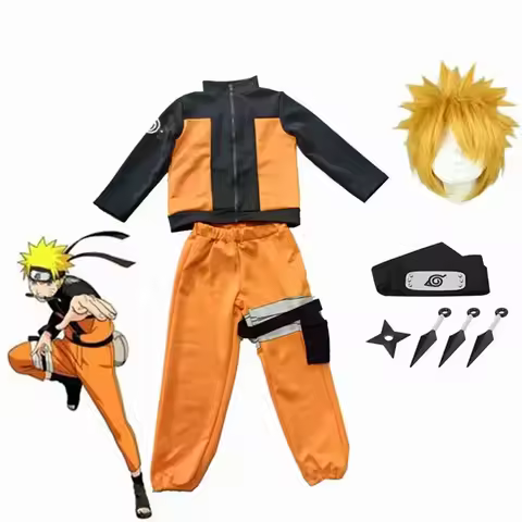 72th Anime Kids Akatsuki Cosplay Boys Girls Uzumaki Jacket Pants Headband Wig props Child Uniform Ku