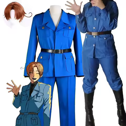 Anime APH Hetalia Feliciano Vargas Cosplay Costume Wig Axis Powers Hetalia North Italy Blue Military