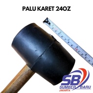 SB Palu Karet Hitam Elastis Gagang Kayu 24 Oz 500gram / Palu Lantai Keramik Granit Batu Alam Kaca Uk
