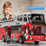 Large Open Double-Deck Bus Model Children's Toy Car Sound and Light Control Open Door Sightseeing Bu